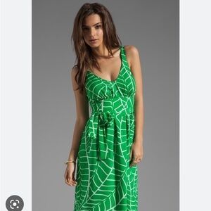 Revolve Susana Monaco Palm Print green maxi dress